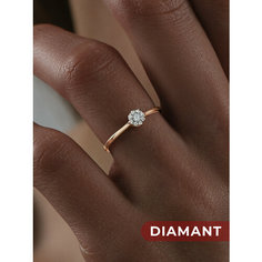 Кольцо Diamant, комбинированное золото, 585 проба, бриллиант, размер 17.5, бесцветный