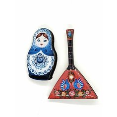 Брошь ( Verba ), эпоксидная смола, 2 шт., синий/красный