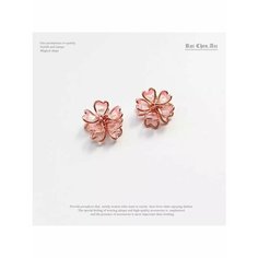 Серьги пусеты, эмаль, золотой, розовый be Self True Jewel