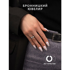 Кольцо обручальное, тонкое Бронницкий Ювелир, серебро, 925 проба, родирование, размер 21.5, серебристый