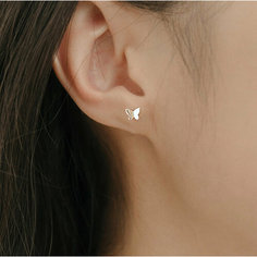 Серьги одиночные, пусеты Стайл Групп, размер 7 мм, серебристый/белый