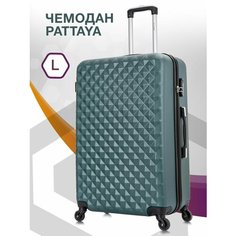 Чемодан Lcase Phatthaya, 93 л, размер L, темно-зеленый