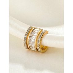 Серьги каффы, кристаллы Swarovski, золотой Нет бренда
