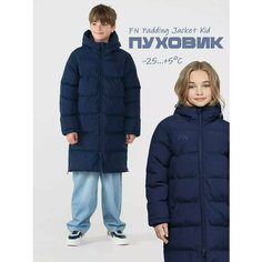 Пуховик FN куртка зимняя для мальчика Padding Kid Jacket пуховик, размер 160, темно-синий ФН