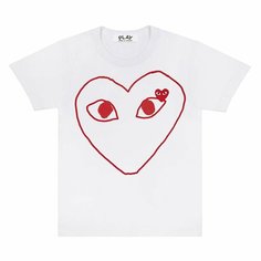 Футболка Comme des Garcons PLAY CDG Play Red Heart Printing T-Shirt, 1 шт., размер 2XL, White / Red