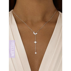 Колье MIESTILO, серебро, 925 проба, родирование, фианит, длина 45 см., серебристый
