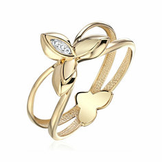 Кольцо Эстет, желтое золото, 585 проба, фианит, размер 18.5, золотой