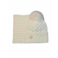 Шапка ANEGORKA Снежинка для девочек и женщин, размер 54, белый