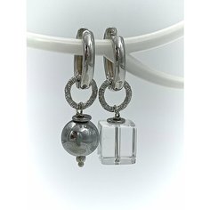 Серьги с подвесками, конго MARI JOO, розовый кварц, горный хрусталь, бесцветный, серебряный