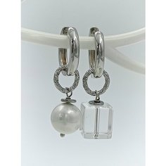 Серьги с подвесками, конго MARI JOO, розовый кварц, горный хрусталь, бесцветный, белый