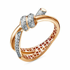 Кольцо Maskom, красное золото, 585 проба, фианит, размер 18, золотой