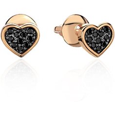 Серьги пусеты Эстет, красное золото, 585 проба, чернение, фианит, , черный