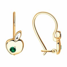 Серьги Diamant online, красное золото, 585 проба, фианит, длина 1.5 см, , бирюзовый