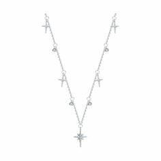 Колье Diamant online, серебро, 925 проба, фианит, длина 45 см., прозрачный