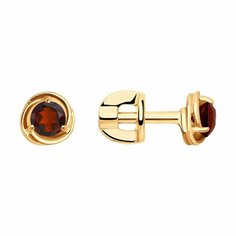 Серьги пусеты Diamant online, красное золото, 585 проба, гранат, , красный