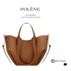 Сумка тоут POLENE, фактура зернистая, camel