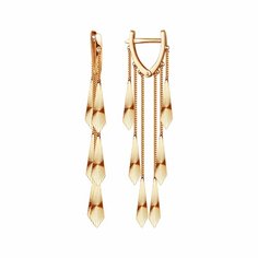 Серьги Diamant online, красное золото, 585 проба, длина 5.6 см, , золотистый