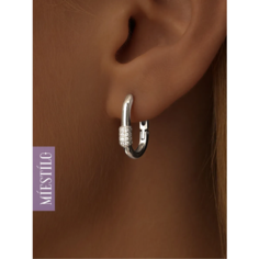 Серьги конго MIESTILO, серебро, 925 проба, родирование, фианит, длина 1.8 см, , серебристый