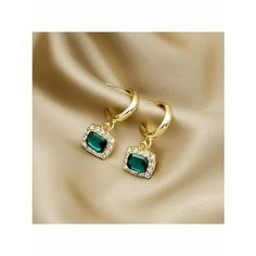 Серьги, жемчуг имитация, изумруд синтетический, золотой, зеленый be Self True Jewel