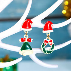 Серьги с подвесками, размер 45 мм, белый, зеленый, красный Сувирин