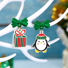 Серьги с подвесками, размер 45 мм, золотой, белый, зеленый, красный Сувирин