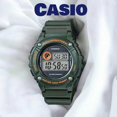 Наручные часы CASIO, зеленый, оранжевый