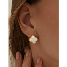Серьги MIESTILO, серебро, 925 проба, золочение, перламутр, , золотистый, желтый