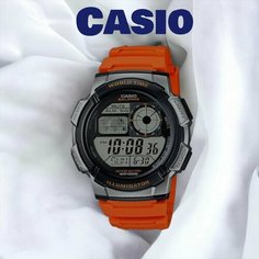 Наручные часы CASIO, черный, серый, оранжевый