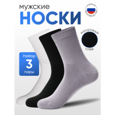 Носки NL Textile Group, комплект, 3 пары, размер 25-27, белый/серый/черный