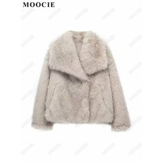 Шуба MOOCIE, размер XS, серо-бежевый