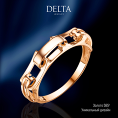 Кольцо Delta, красное золото, 585 проба, размер 16, ширина 4 мм, золотой