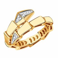 Кольцо Diamant online, красное золото, 585 проба, родирование, фианит, размер 18, прозрачный