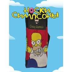 Носки Crazy Llamas Носки с принтом, Crazy Llamas, Гомер Симпсон, размер 36-44, черный