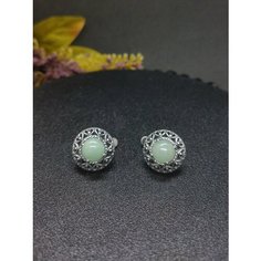 Серьги Малахит 777, нефрит, зеленый