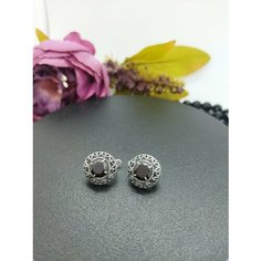 Серьги Малахит 777, фианит, черный