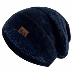 Шапка бини F&S Slouchy Winter для взрослых и детей, размер 54-60, синяя