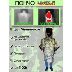 Пончо Survivor, размер Универсальный, зеленый