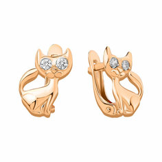 Серьги Diamant online, красное золото, 585 проба, фианит, длина 1.4 см, , прозрачный