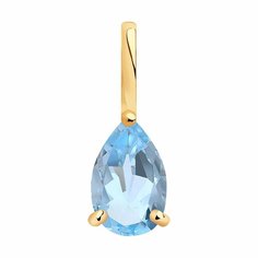 Подвеска Diamant online, красное золото, 585 проба, топаз, размер 1.4 см., голубой
