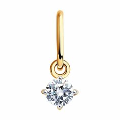 Подвеска Diamant online, красное золото, 585 проба, фианит, размер 1.1 см., прозрачный