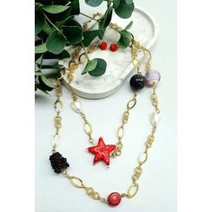 Колье PJ Murano, золотой, фиолетовый, белый, черный, красный