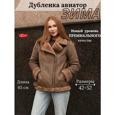 Дубленка, размер 46, серый Нет бренда