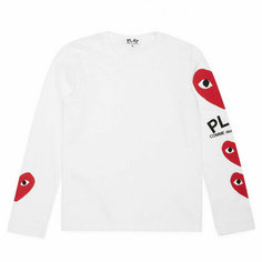 Лонгслив Comme des Garcons PLAY CDG Play 3 Heart LS T-Shirt, размер L, , white