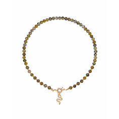 Колье Strekoza Collection, агат, циркон, длина 43 см, зеленый