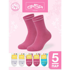 Носки Omsa 5 пар, размер 27/30, , розовый, бирюзовый, белый