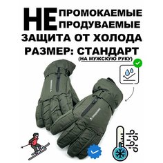 Перчатки Горные лыжи и Сноуборд для взрослых и детей, размер Средний (универсальный мужской), зелeный Нет бренда