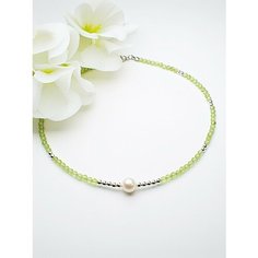 Чокер JEWELRY A VENTO, хризолит, жемчуг культивированный, гематит, длина 50 см, зелeный