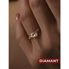 Кольцо Diamant, красное золото, 585 проба, фианит, размер 16.5, бесцветный