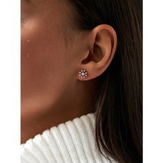 Серьги пусеты SKAZKA Natali Romanovoi, серебро, 925 проба, родирование, фианит, , белый, серебристый, бесцветный