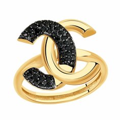 Кольцо Diamant online, красное золото, 585 проба, фианит, размер 17.5, черный